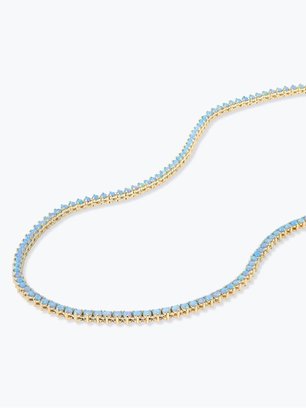 MELINDA MARIA | Not Your Basic Tennis Necklace 3mm - Gold & Blue Opal - Picture 9 of 12
